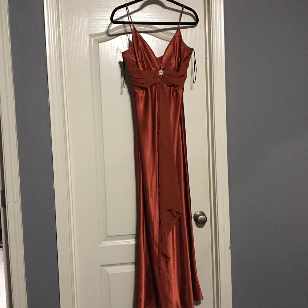 Copper orange bridesmaid dress